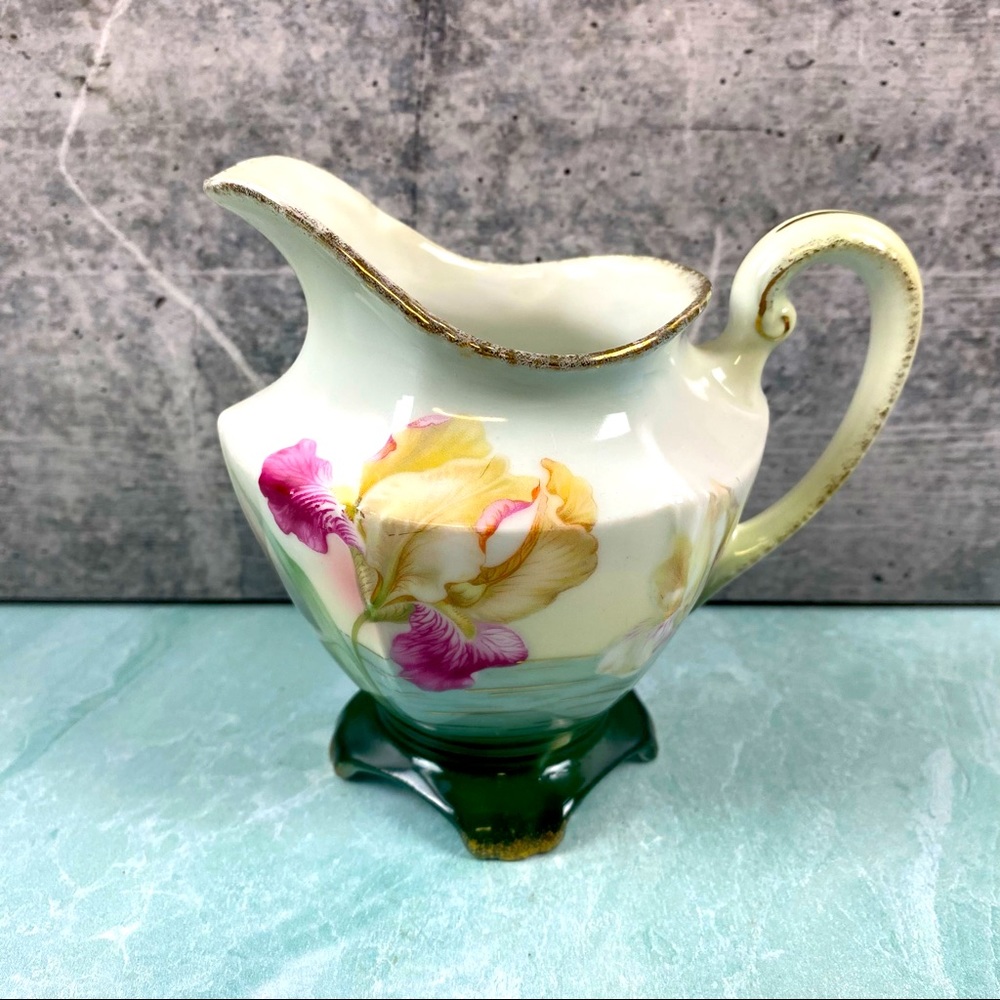RS Germany iris hand painted creamer